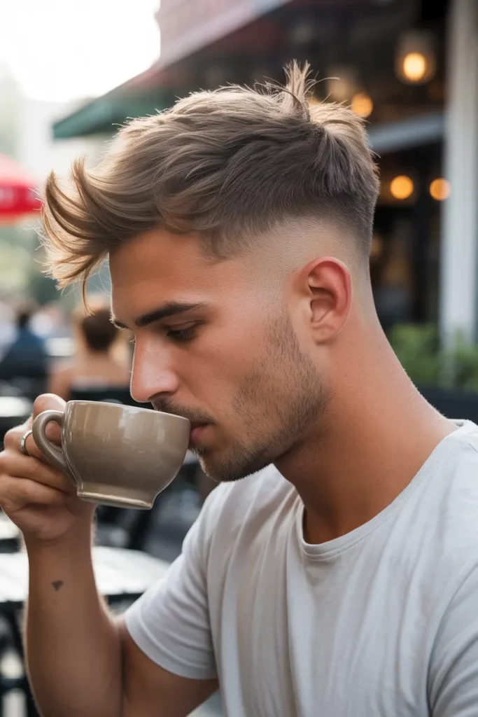Low Burst Fade Mullet with Tousled Crown