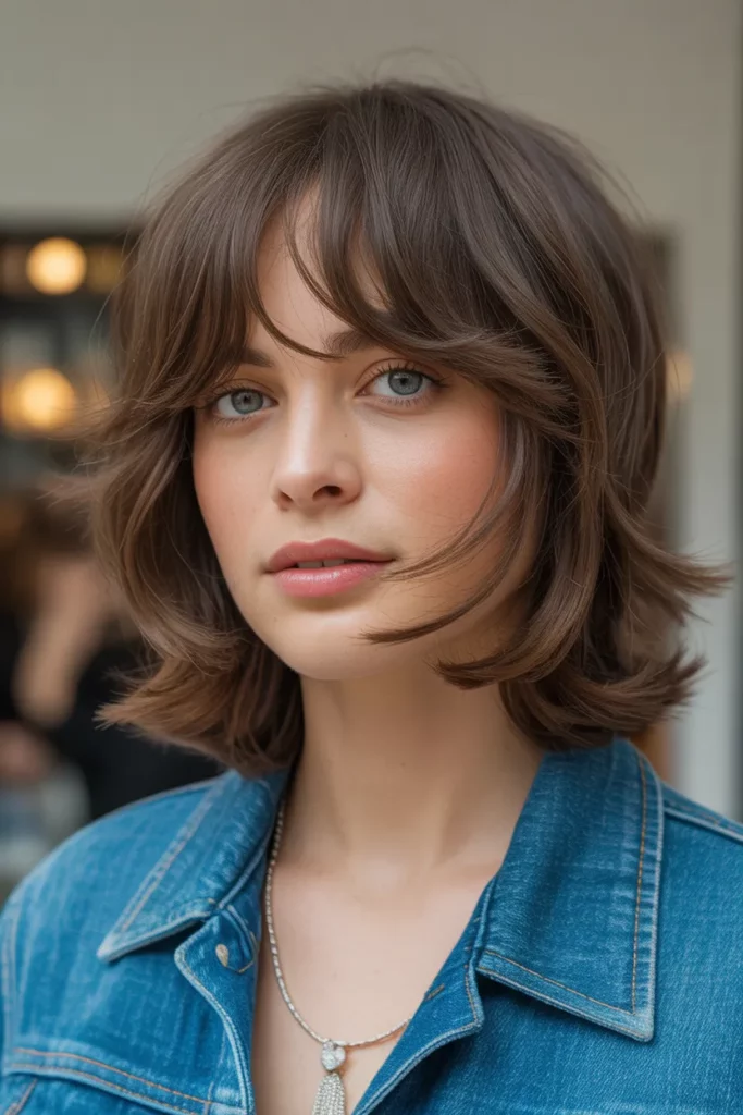 Medium Shag with Curtain Bangs