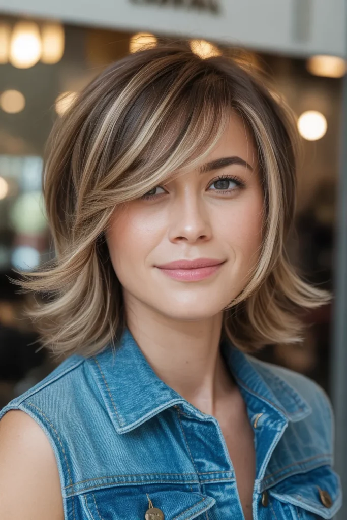 Medium Shag with Side-Swept Bangs