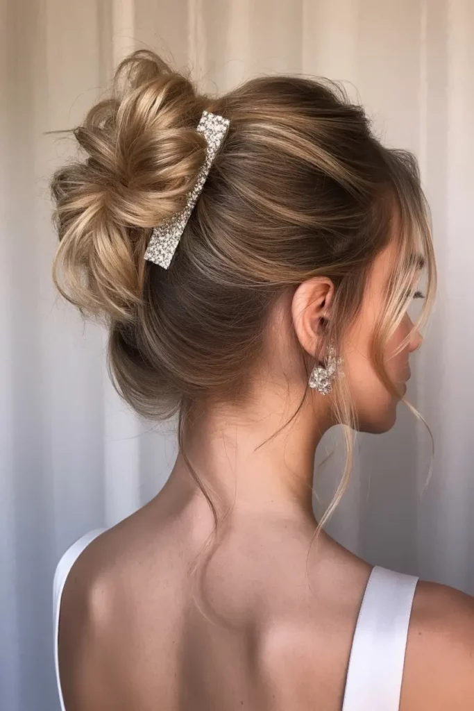Messy Bun with Sparkling Clips