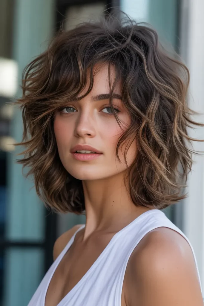 Messy Shaggy Lob with Volume