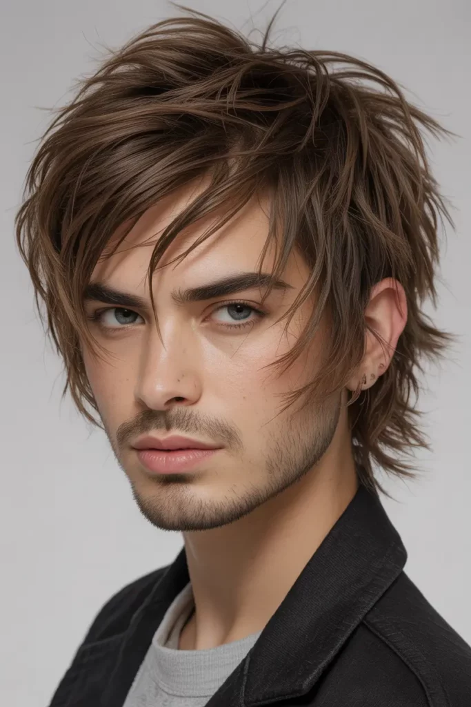 Messy Textured Wolf Cut for Men