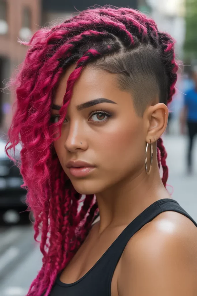 Pink Highlighted Locs with Undercut