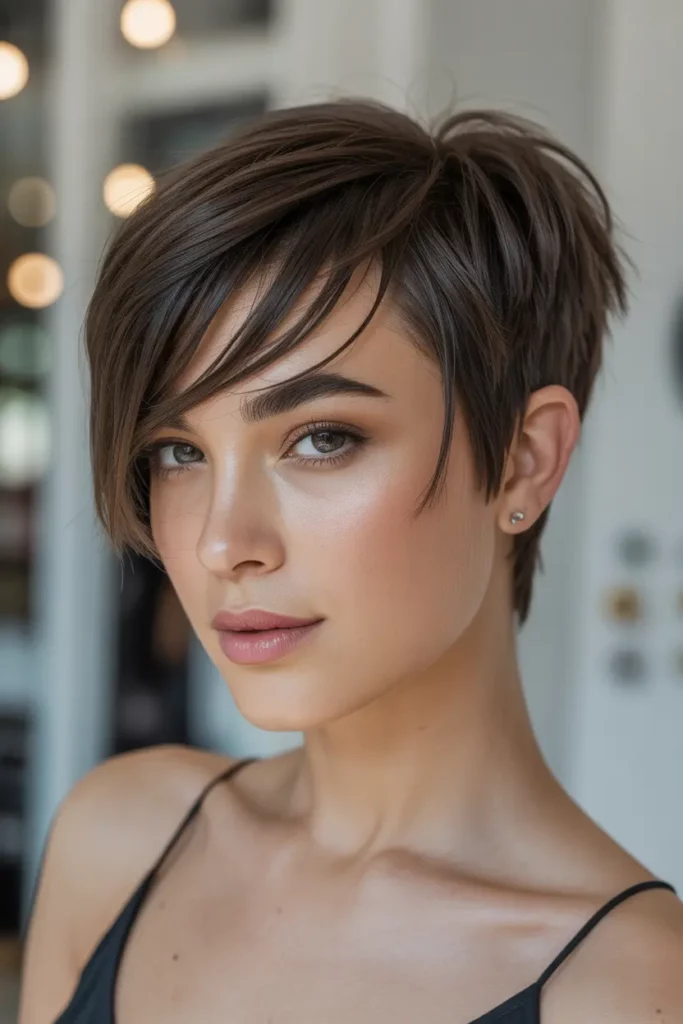 Pixie Cut with Long Side Bangs