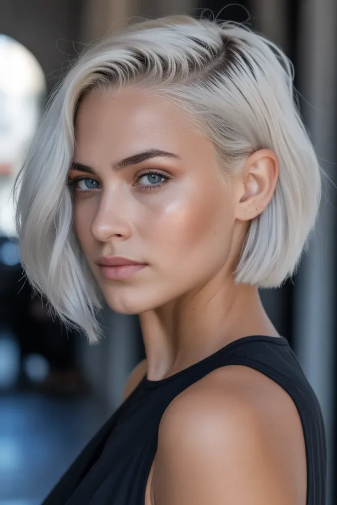 Platinum Blonde Undercut Bob