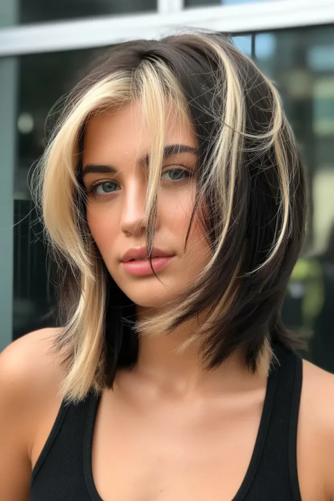 Shaggy Lob with Bold Highlights