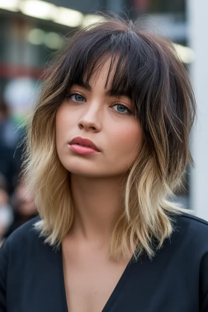 Shaggy Lob with Choppy Bangs