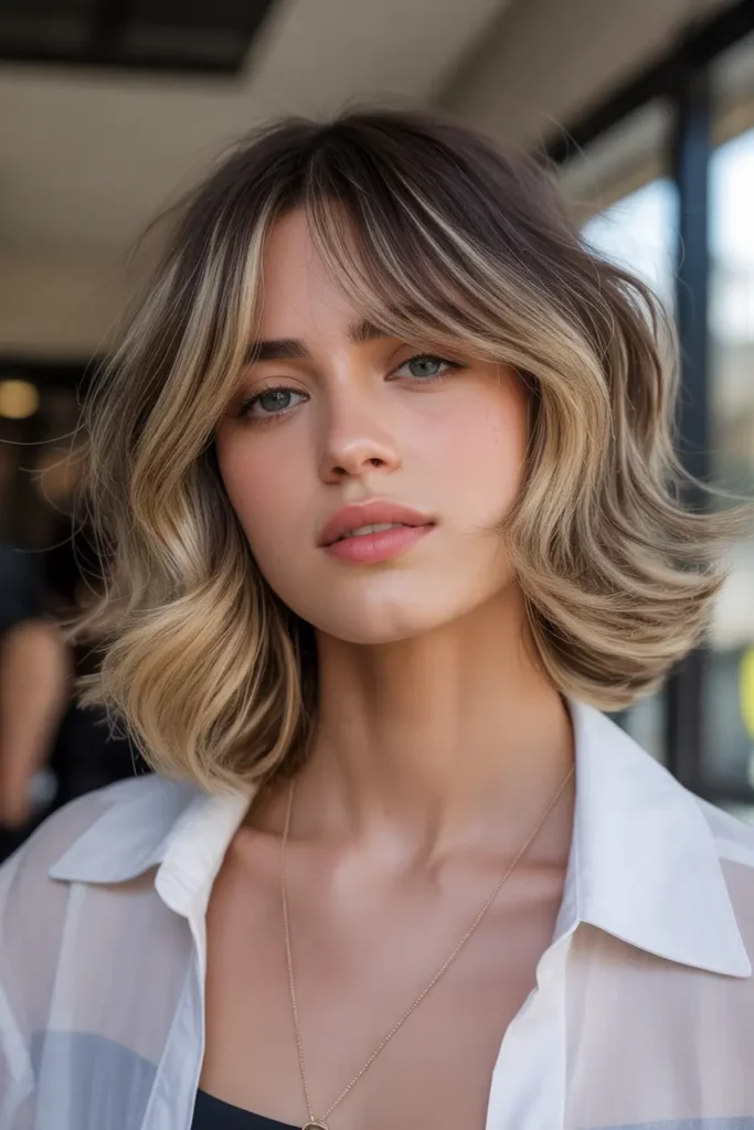 Shaggy Lob with Curtain Bangs