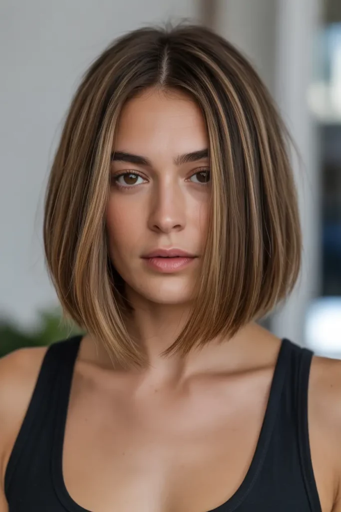 Shaggy Lob with Middle Part