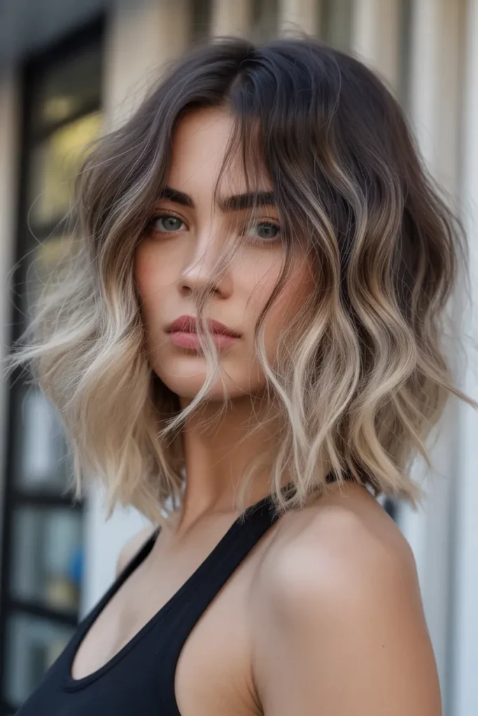 Shaggy Lob with Ombre Ends