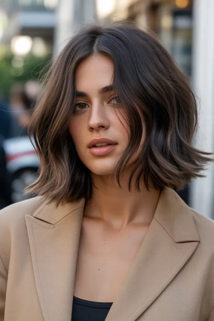 Shaggy Lob with Subtle Layers