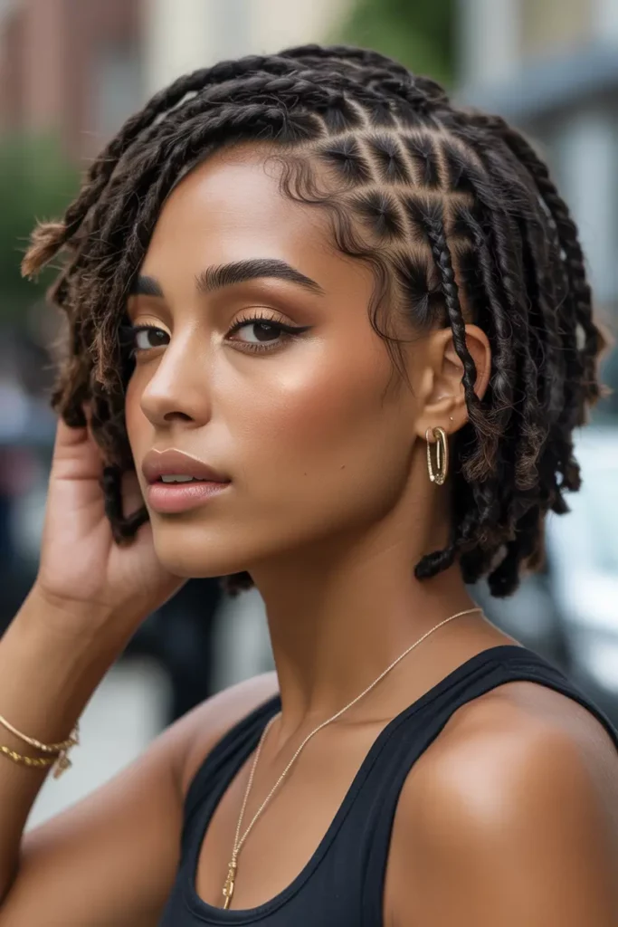 Short Locs with Braided Front