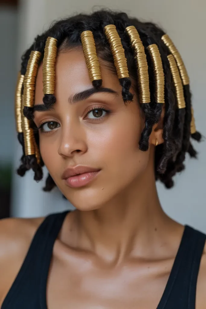 Short Locs with Decorative Strings