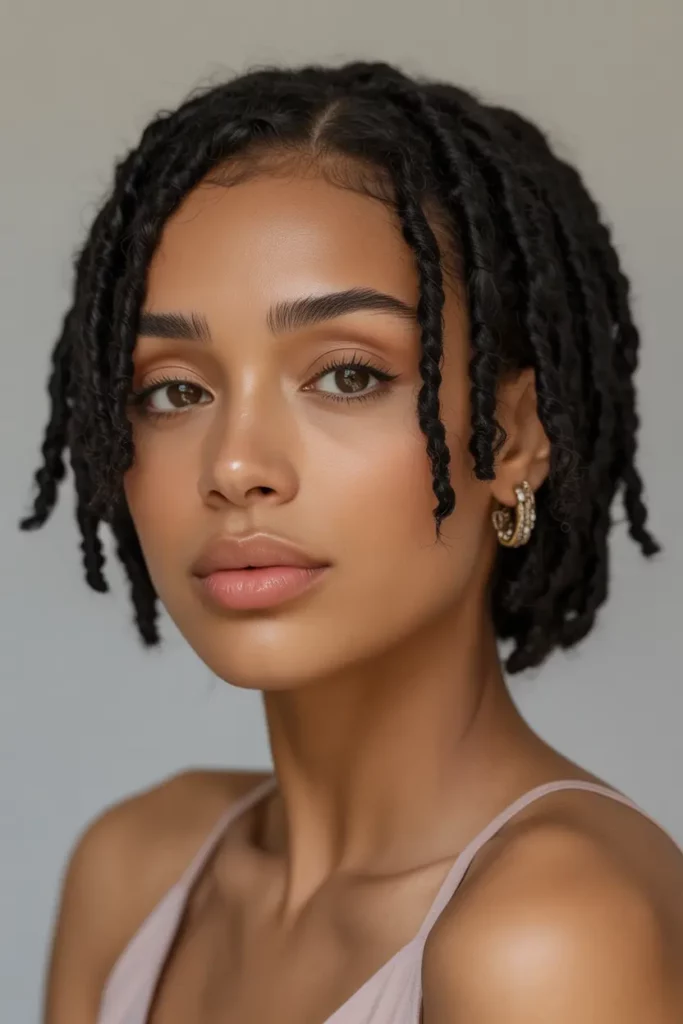 Short Locs with Middle Part