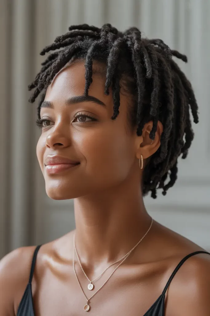 Short Locs with Natural Crown Shape