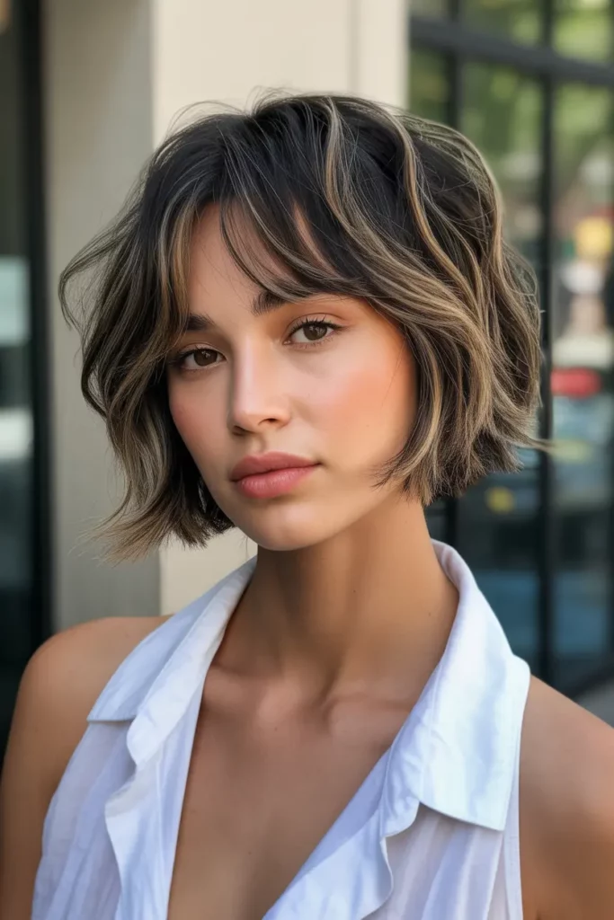 Short Shaggy Bob with Curtain Bangs