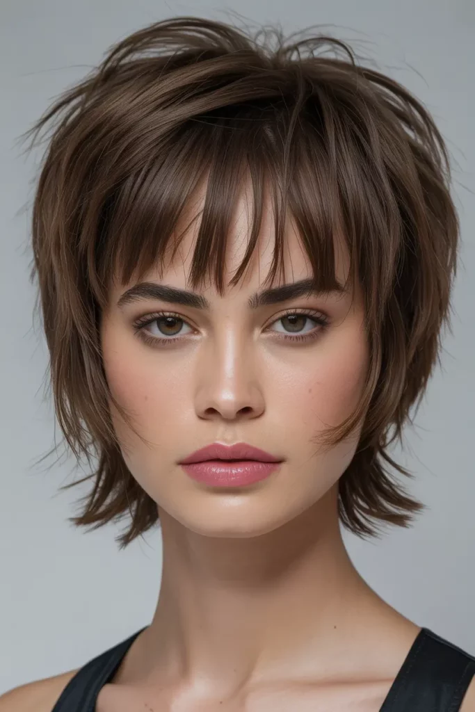 Short Shaggy Hair with Blunt Bangs