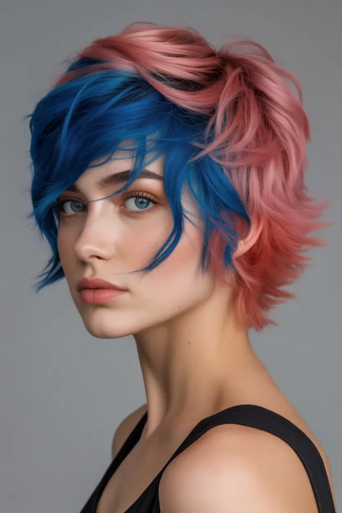 Short Shaggy Hair with Bold Color