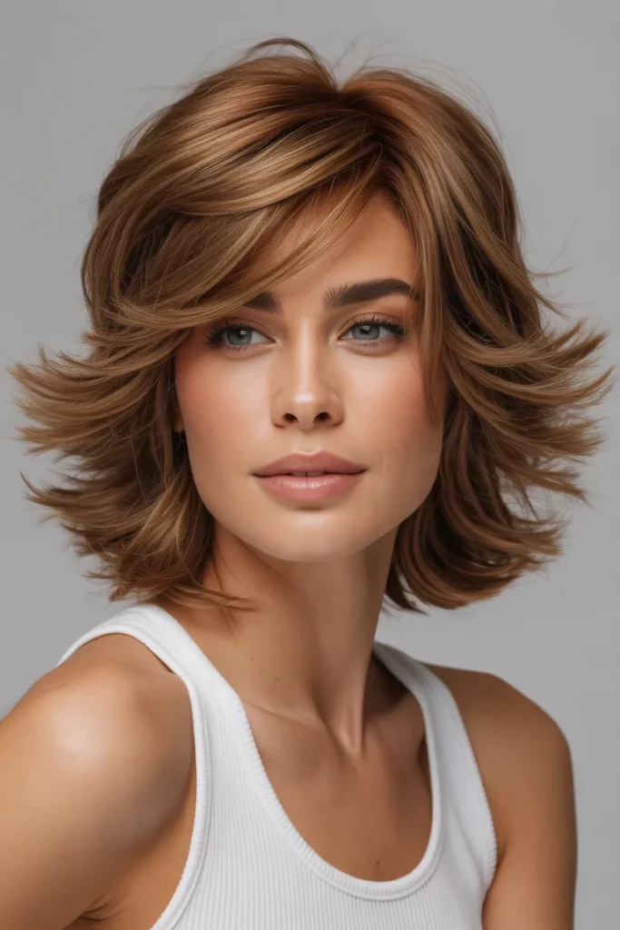 Shoulder-Length Shag with Voluminous Layers