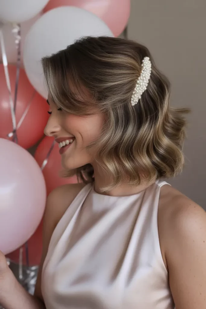 Shoulder-Length Waves with Side Pin