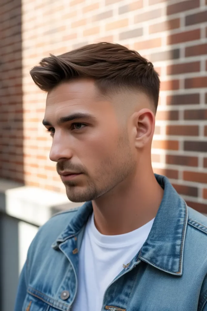 Skin Fade Mullet with Side Swept Top