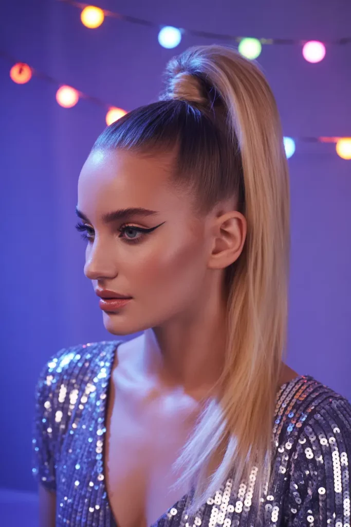 Sleek High Ponytail with Wrapped Base