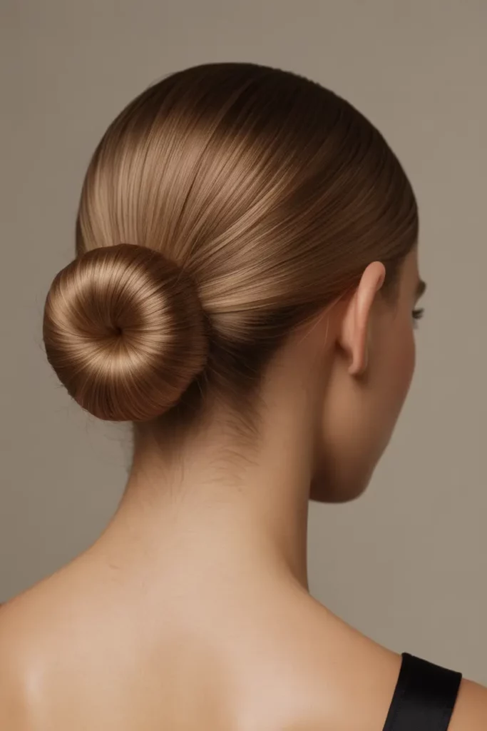 Sleek Low Bun with Center Part