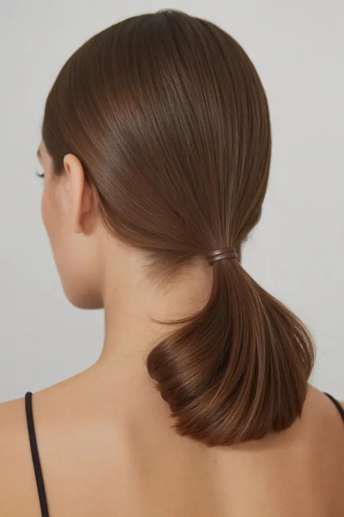 Sleek Low Ponytail with Middle Part