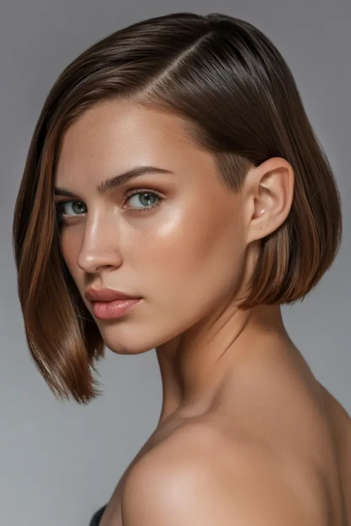 Sleek Side-Parted Undercut Bob