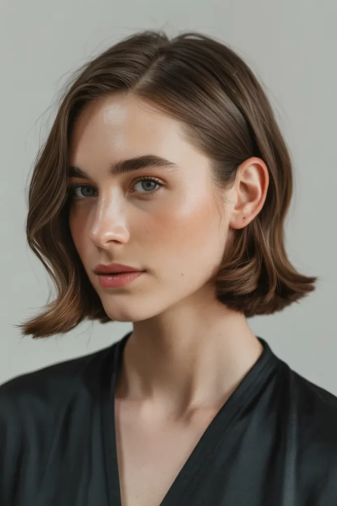 Sleek Soft Mullet with Tucked Ends