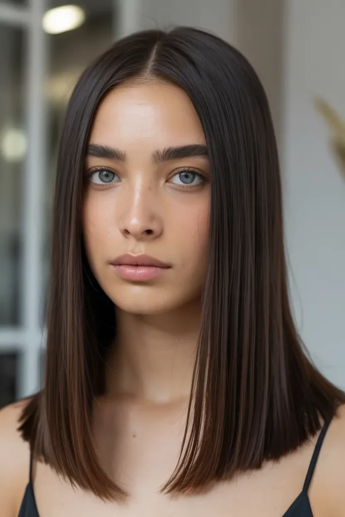 Sleek Straight Hair with Blunt Ends