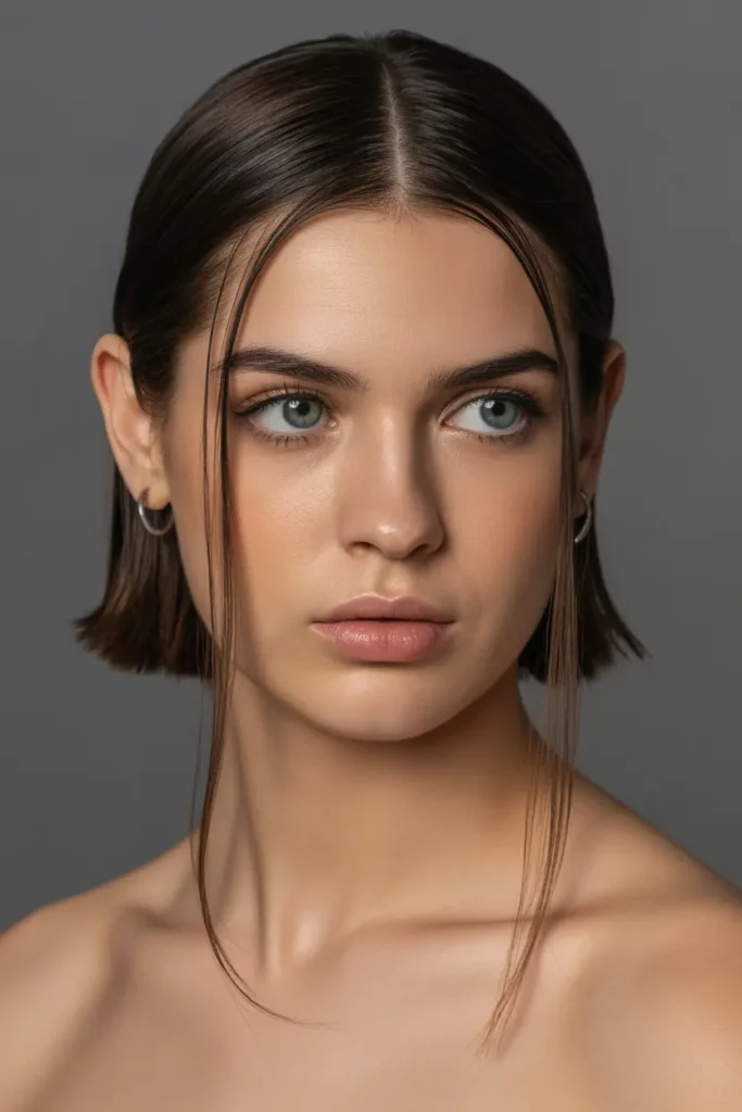 Sleek Straight Hair with Center Part