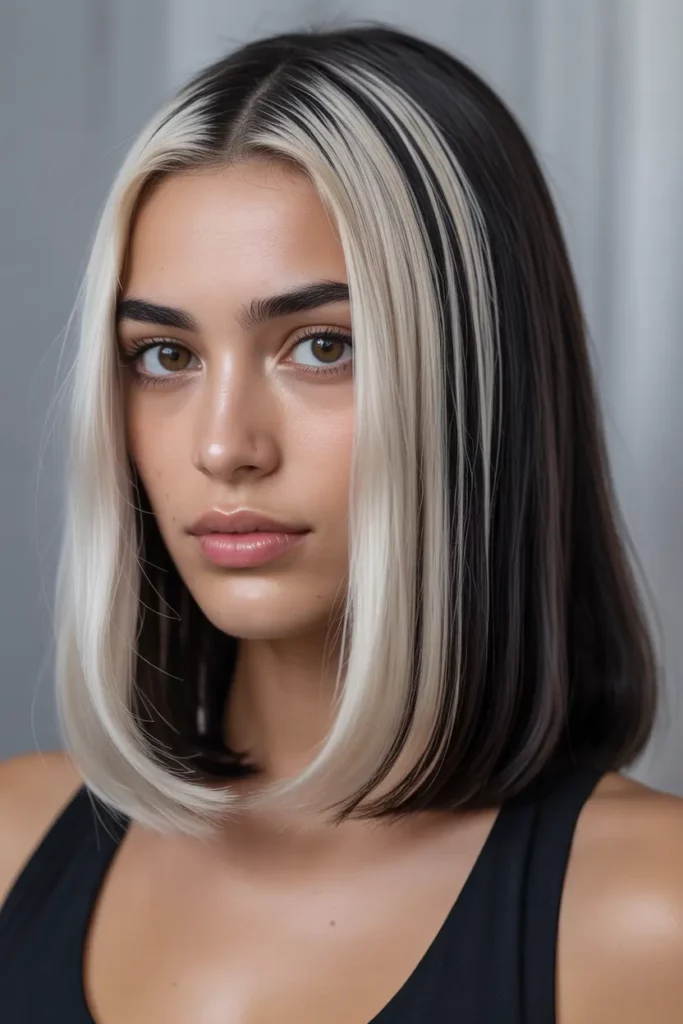 Sleek Straight Y2K Skunk Hair