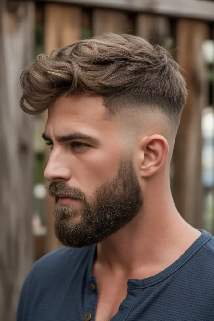 Textured Fade Mullet with Beard Blend