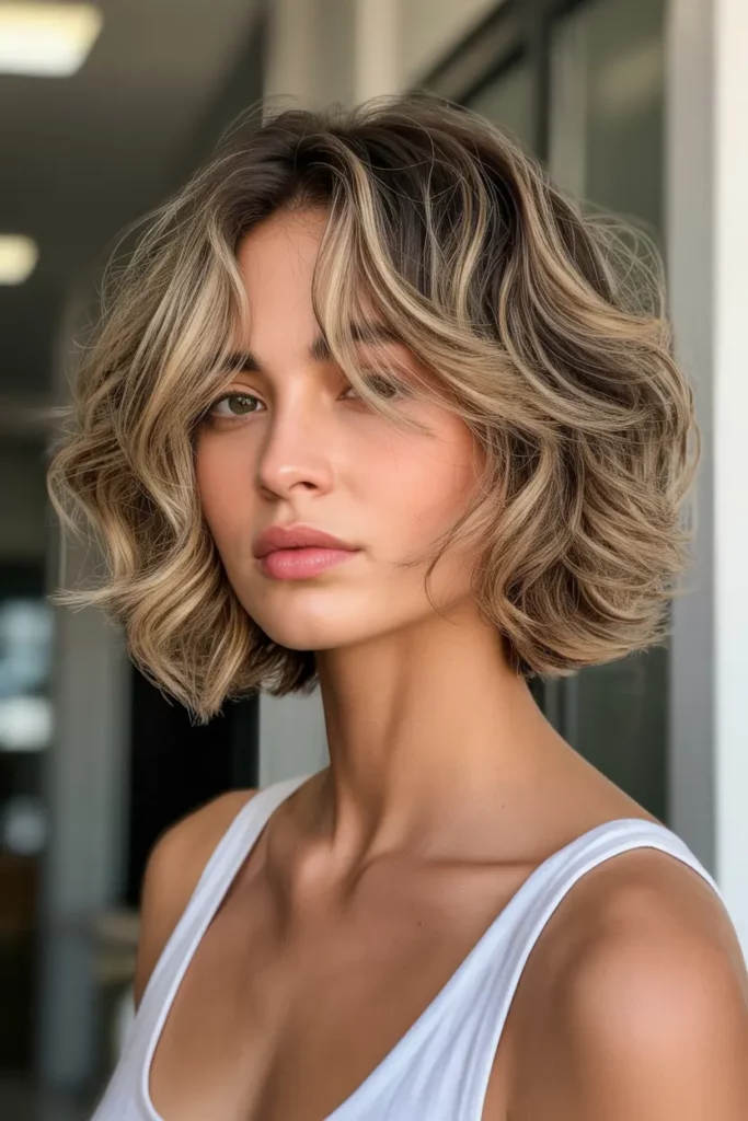 Textured Shaggy Lob with Short Layers