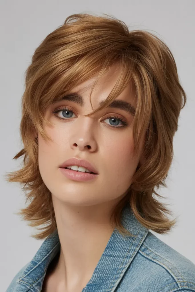 Textured Soft Mullet with Curtain Fringe