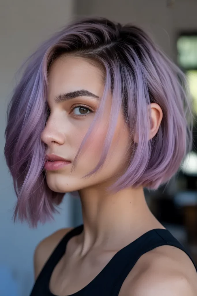 Undercut Bob with Pastel Highlights