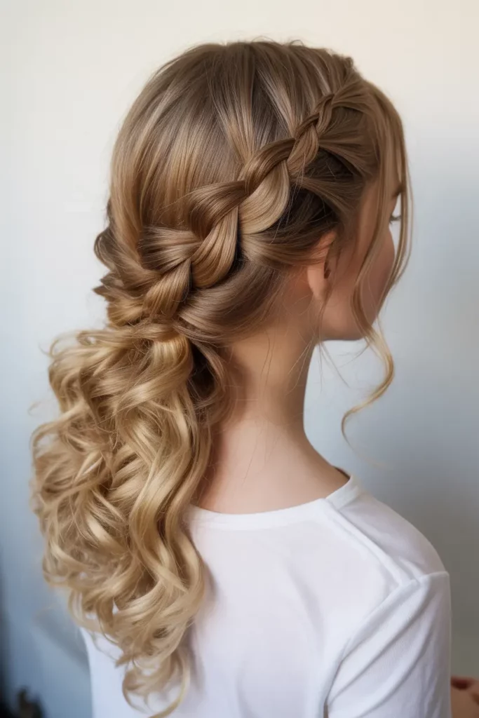 Waterfall Braid with Soft Curls
