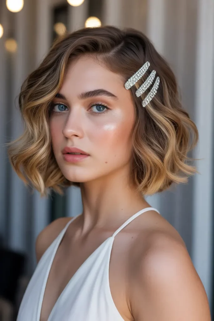 Wavy Lob with Glam Clips