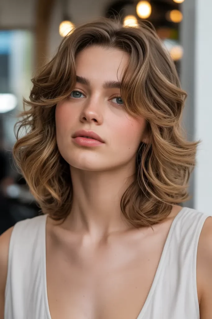 Wavy Soft Mullet with Side Part