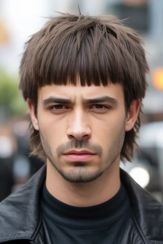 Wolf Cut Men With Blunt Fringe