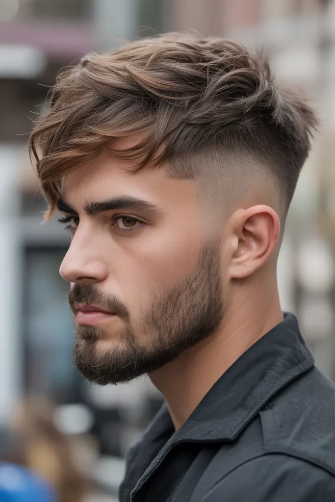 Wolf Cut Men’s Style With Buzzed Sides