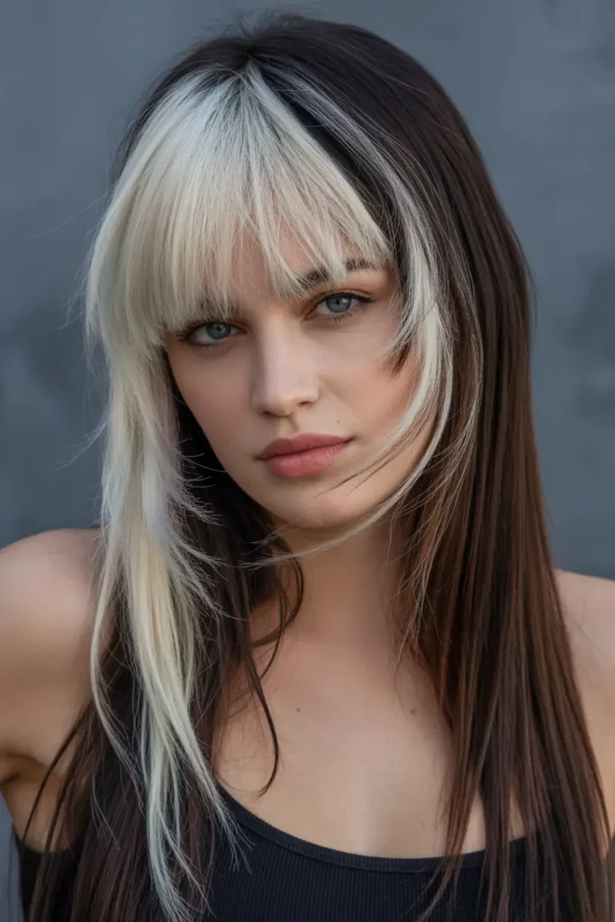 Y2K Skunk Hair with Bold Fringe