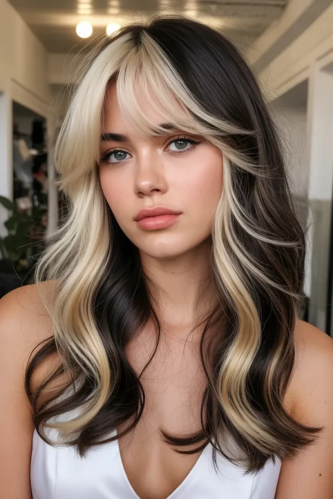 Y2K Skunk Hair with Curtain Bangs