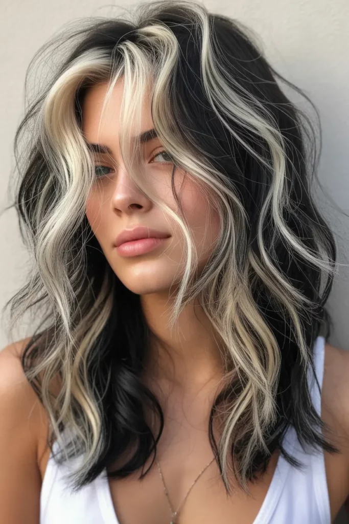 Y2K Skunk Hair with Loose Beach Waves