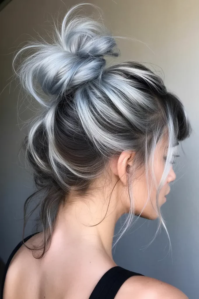 Y2K Skunk Hair with Messy Bun