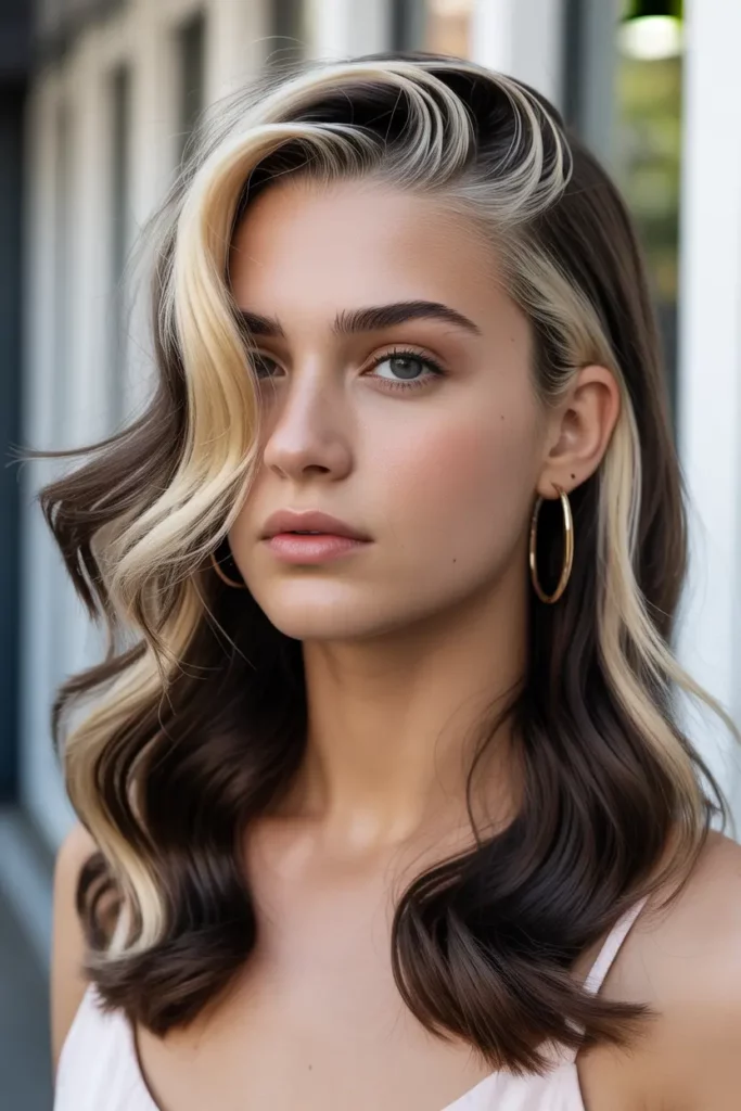 Y2K Skunk Hair with Side Parting