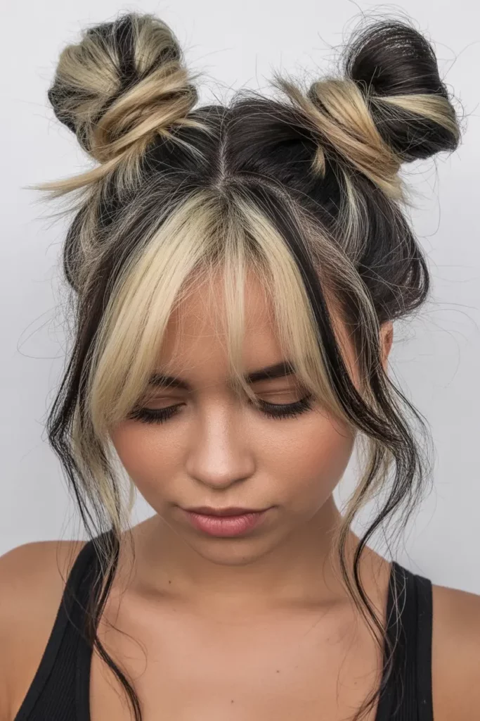 Y2K Skunk Hair with Space Buns
