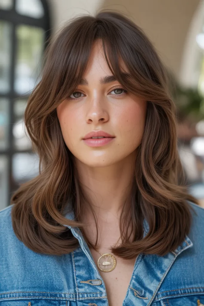 1. Classic Long Shag with Curtain Bangs