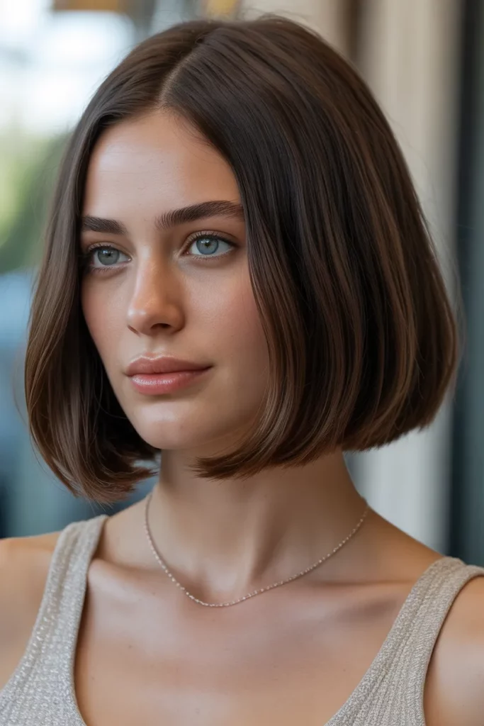 11. Brunette Bob with Glossy Finish